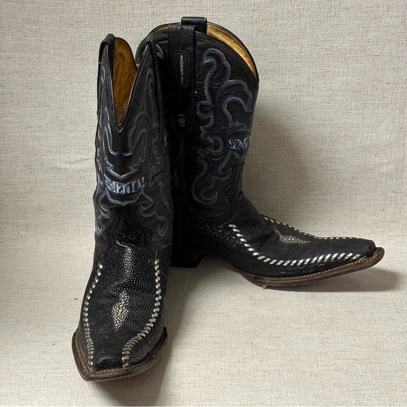 Men\'s Semental Black Lizard
Embroidered Square Toe
Western Cowboy Boots Size 8.5 main image 5
